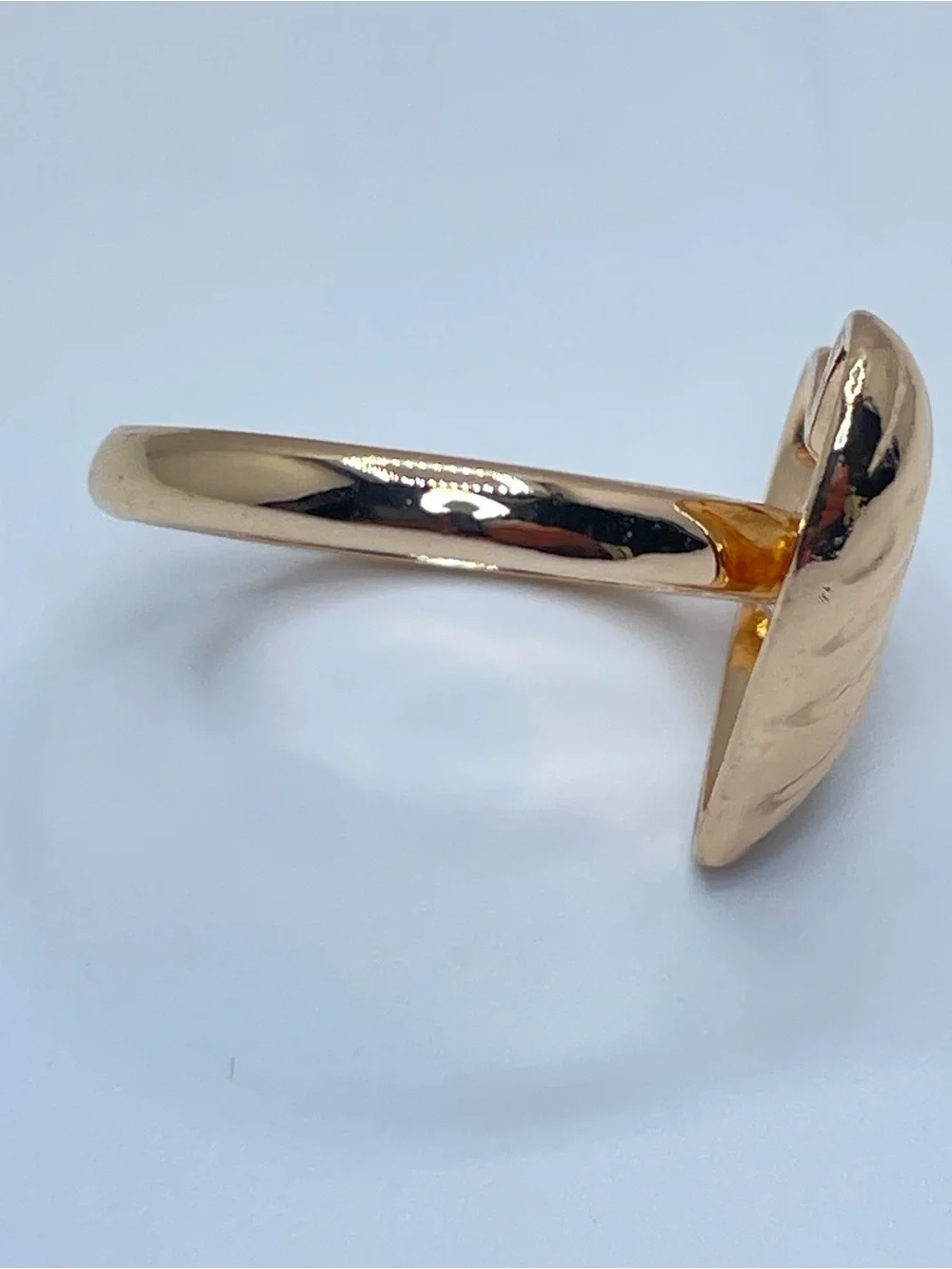Gold Tone Puffy Heart Ring Bold Statement Love Romantic